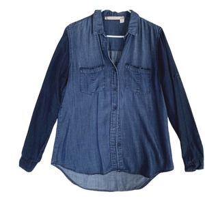 Chelsea & Violet Dual Tone Denim Blouse Medium